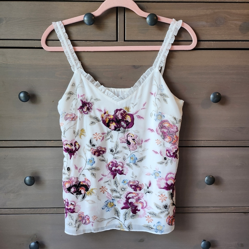 White House Black Market Floral Embroidered Women's Cami Top